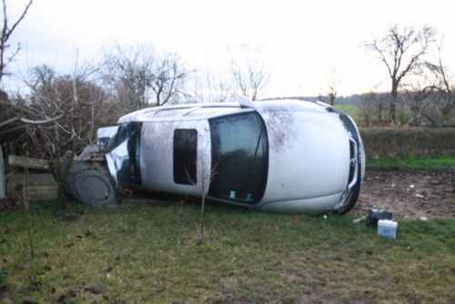 Vectra wjechała w ogródki - zdjęcia