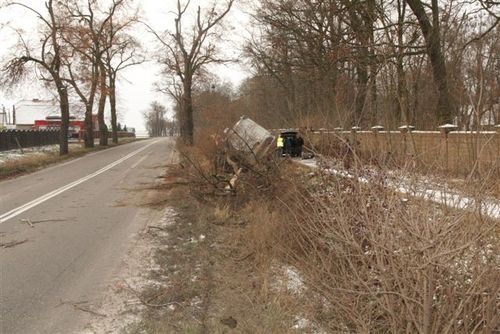 Ciężarówka ścięła drzewo - zdjęcia