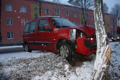 Wjechał prosto w drzewo - zdjęcia