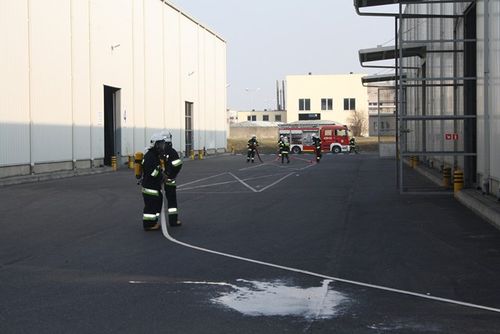 Strażackie ćwiczenia w hucie szkła -  galeria