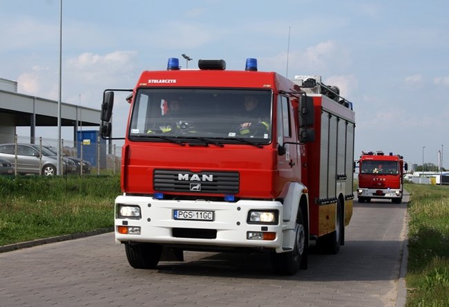 Symulowany pożar w fabryce styropianu - zdjęcia+film