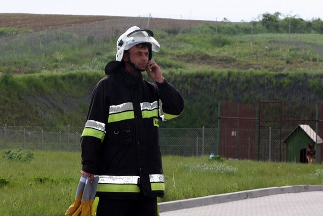 Symulowany pożar w fabryce styropianu - zdjęcia+film