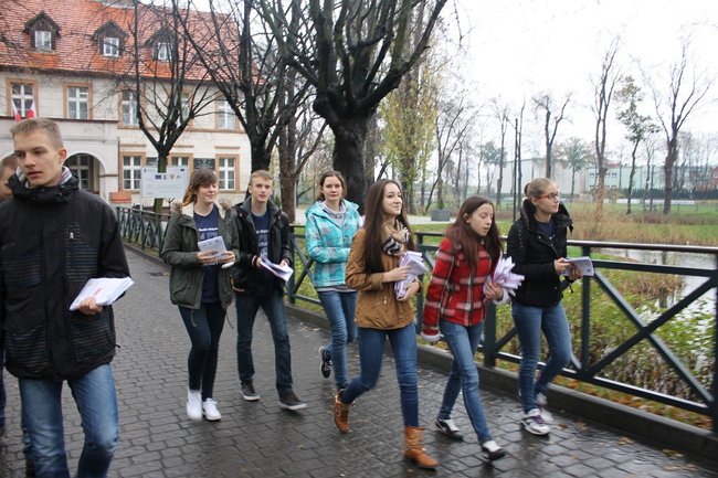 Rozdawali biało-czerwone flagi - zdjęcia