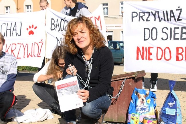 Przykuli się łańcuchami - zdjęcia