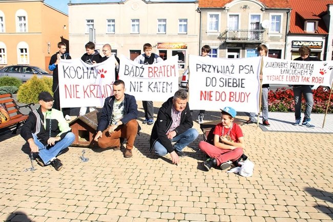 Przykuli się łańcuchami - zdjęcia