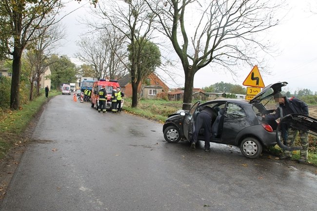 Wpadła w poślizg, uderzyła w drzewo
