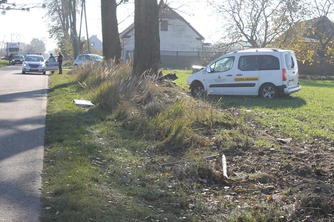 Samochód starostwa uderzył w drzewo