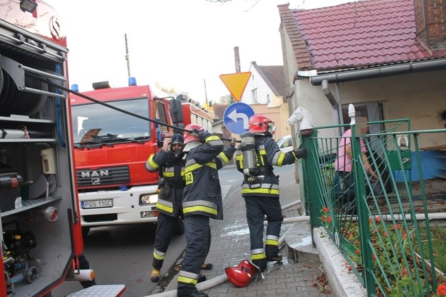 Pożar w centrum Gostynia - zdjęcia