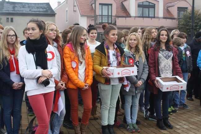 Młodzież rozdawała flagi - zdjęcia