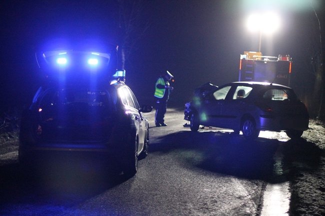 Samochód uderzył w drzewo - zdjęcia