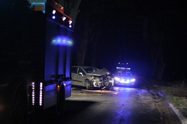 Samochód uderzył w drzewo - zdjęcia