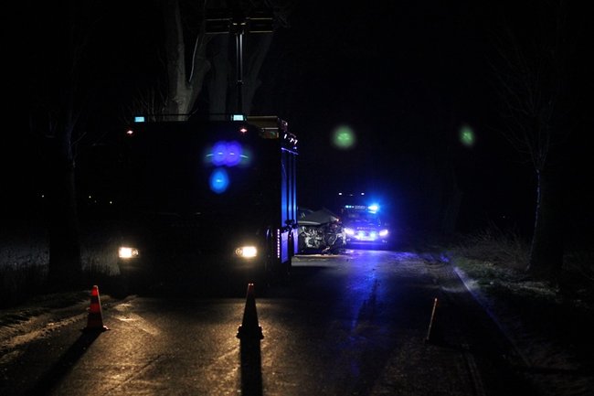 Samochód uderzył w drzewo - zdjęcia