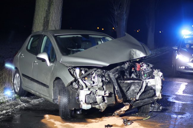 Samochód uderzył w drzewo - zdjęcia