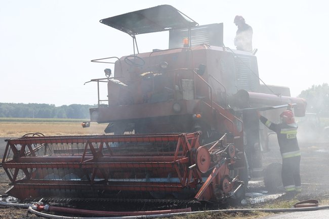 Płonął kombajn i zboże na pniu - zdjęcia