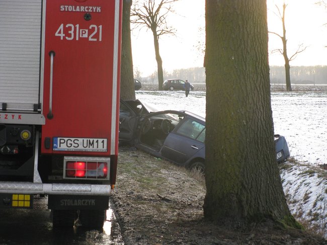 Kombi roztrzaskane na drzewie - zdjęcia
