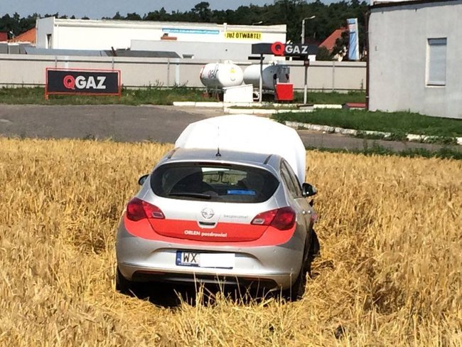 Auto w polu, pasażerka w szpitalu