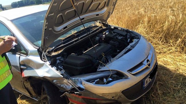 Auto w polu, pasażerka w szpitalu