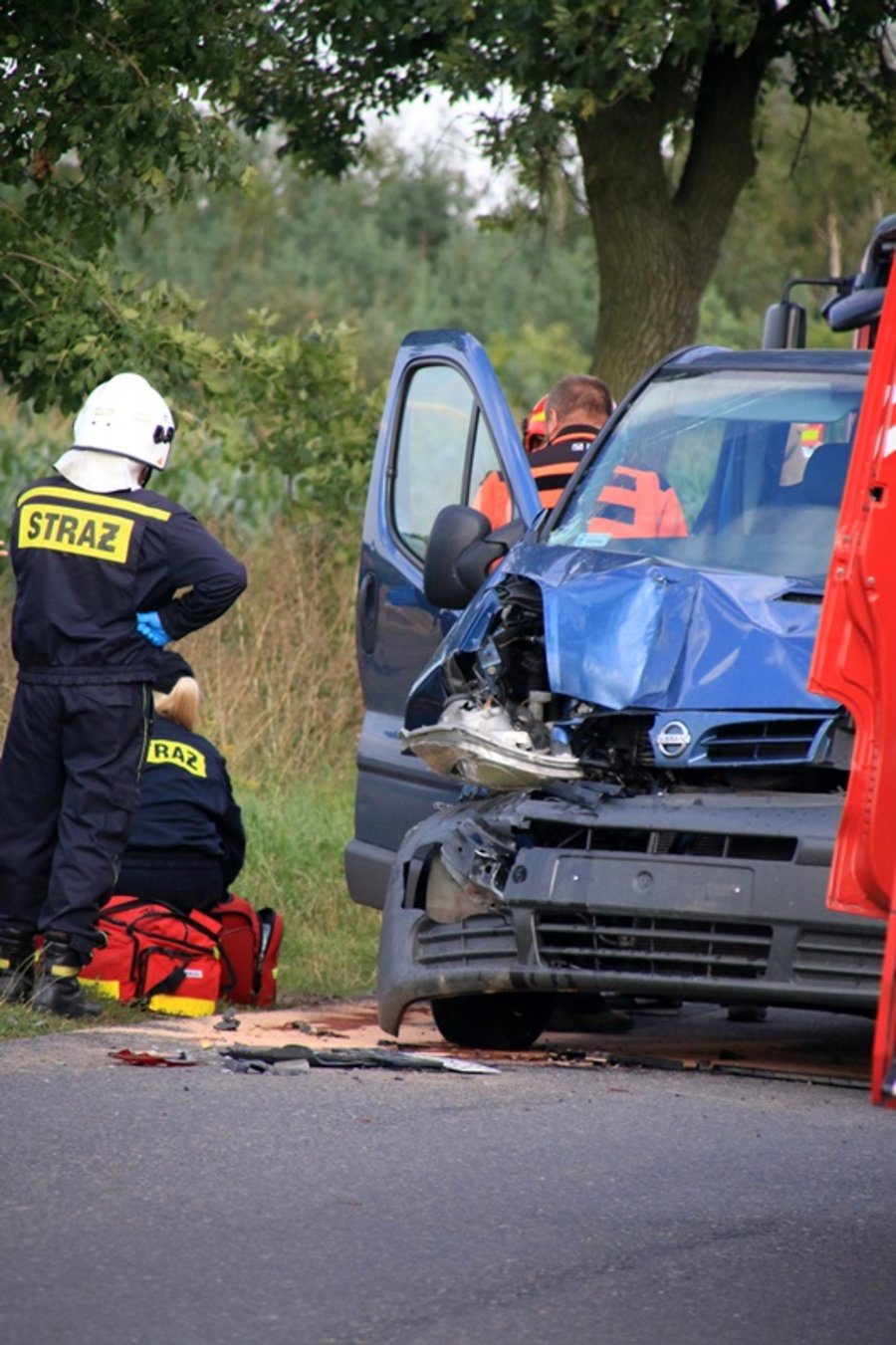 Zderzenie na prostej drodze.Są ranni