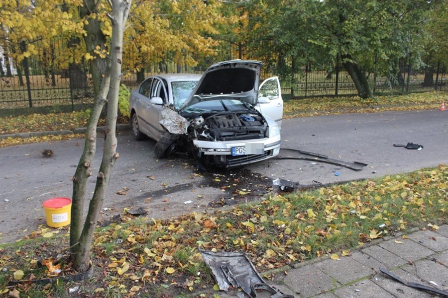 Uderzył prosto w drzewo