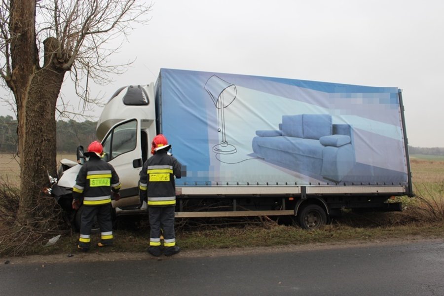 Meblobus uderzył w drzewo