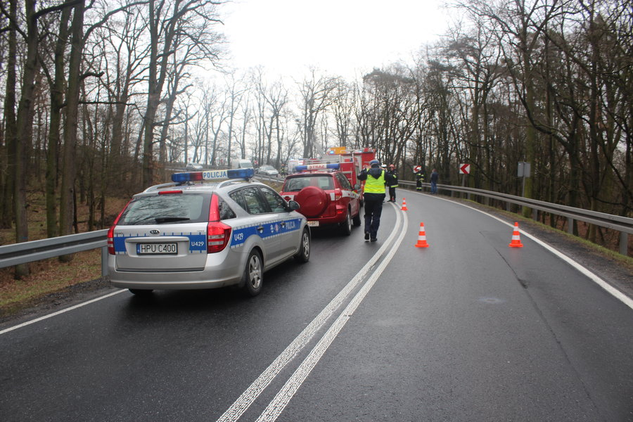 Wpadł w poślizg i uderzył w busa?
