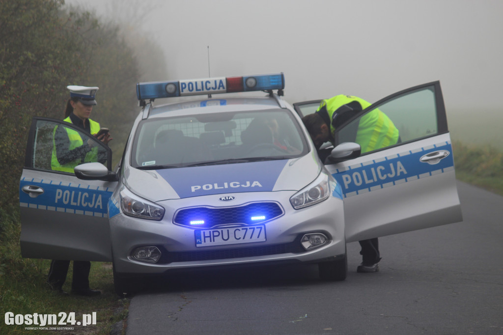 Ciężarówka z otrębami wjechała do rowu