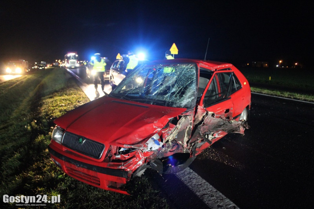 Wypadek na krajowej 12. na obwodnicy Borku Wlkp.