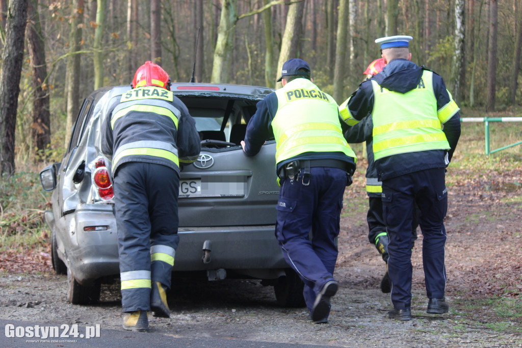 Auto wypadło z drogi na trasie Drzewce-Śmiłowo