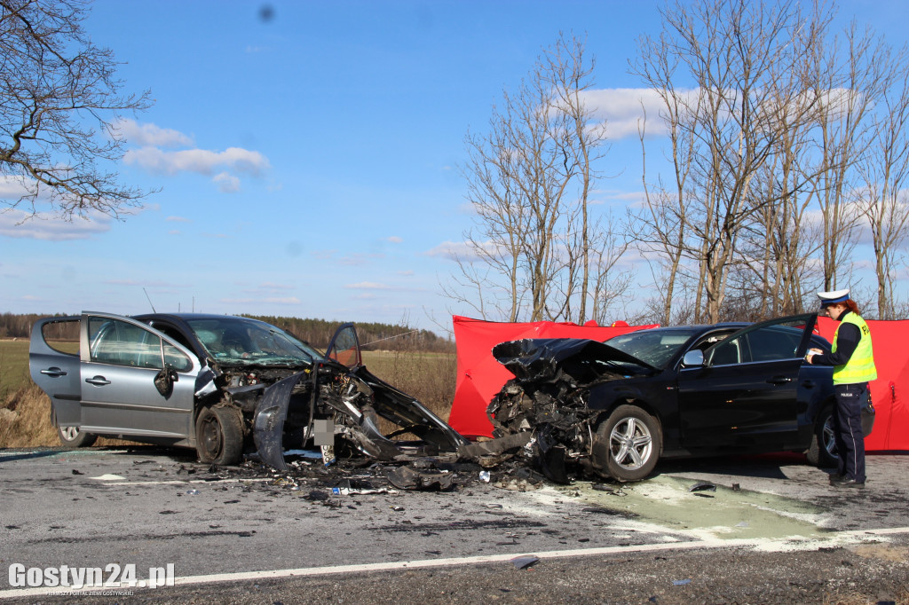 Czołowe zderzenie dwóch samochodów
