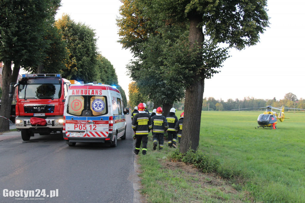 Wypadek motocyklisty w Pępowie