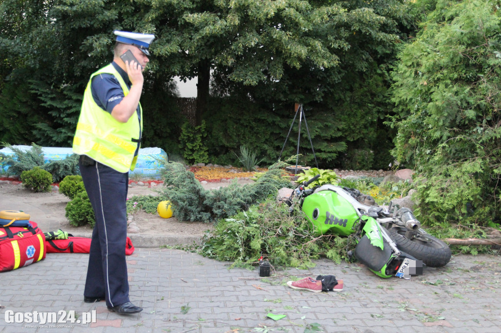 Wypadek motocyklisty w Pępowie