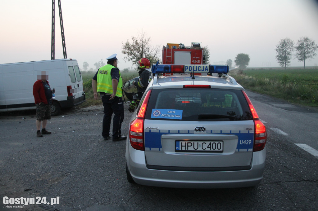 Wypadek na drodze powiatowej w Lipiu