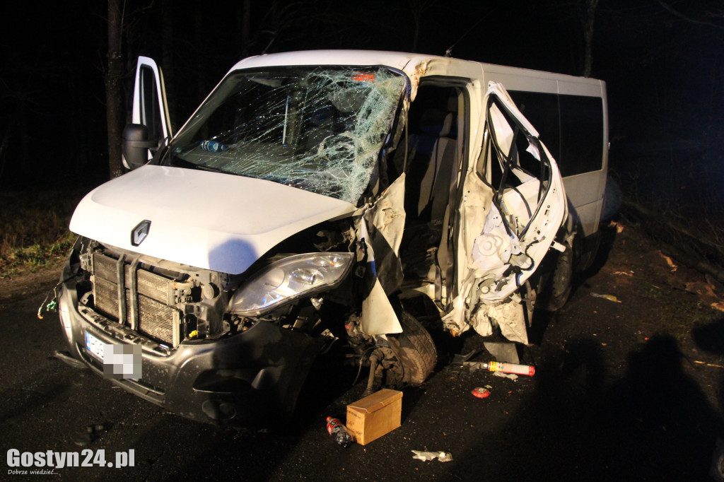 Wypadek busa na trasie Pogorzela - Pępowo