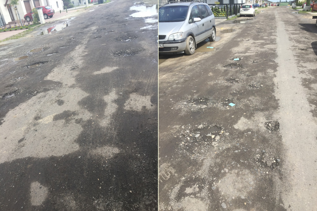 Dziury w drodze na ul.Reymonta w Gostyniu