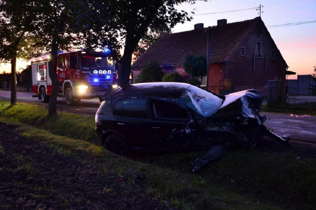 Samochód dwa razy uderzył w drzewo i ....