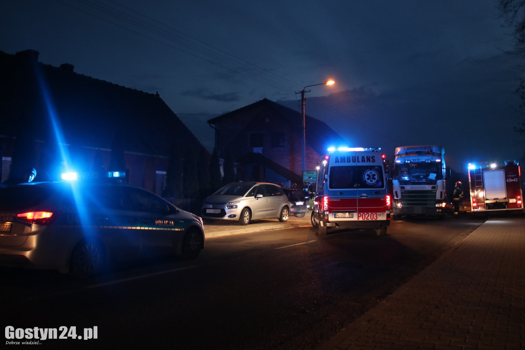 Zderzenie dwóch ciężarówek w Grabonogu