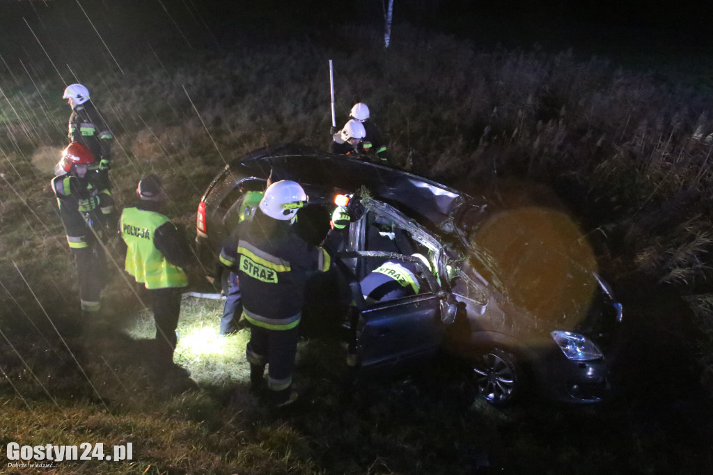 Auto dachowało w kanale na trasie Gostyń-Grabonóg