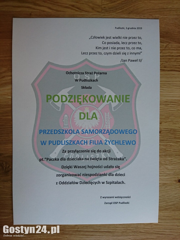 Finał akcji Paczka dla dzieciaka na święta od strażaka