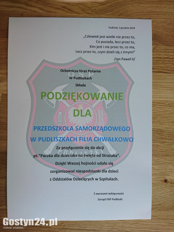 Finał akcji Paczka dla dzieciaka na święta od strażaka