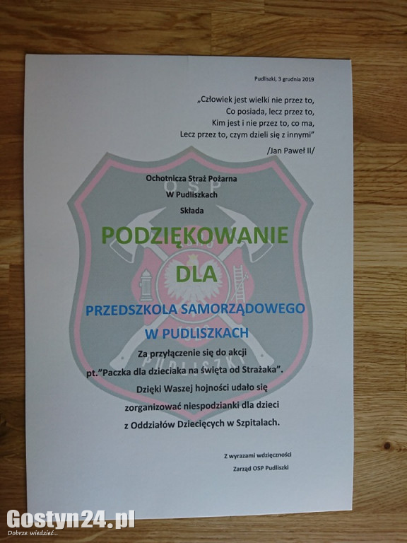 Finał akcji Paczka dla dzieciaka na święta od strażaka