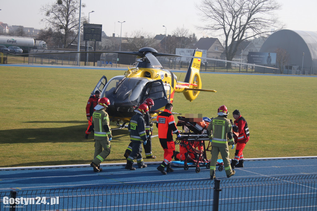 Lądowanie helikoptera LPR na gostyńskim stadionie