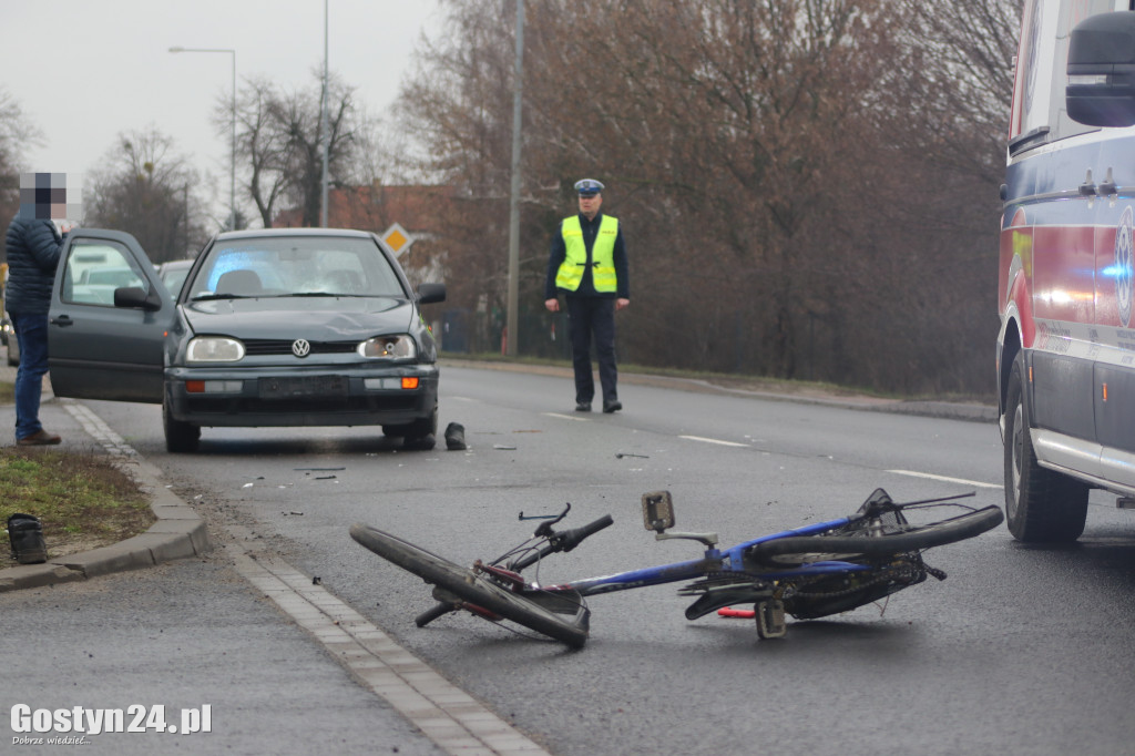 Potrącenie rowerzysty na ul. Wrocławskiej w Gostyniu