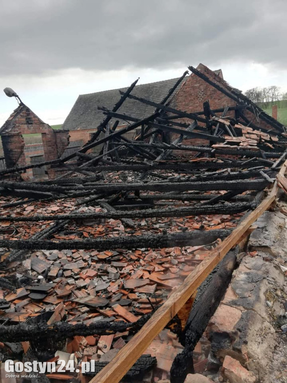 Pożar dachu budynku w Lubiatowie