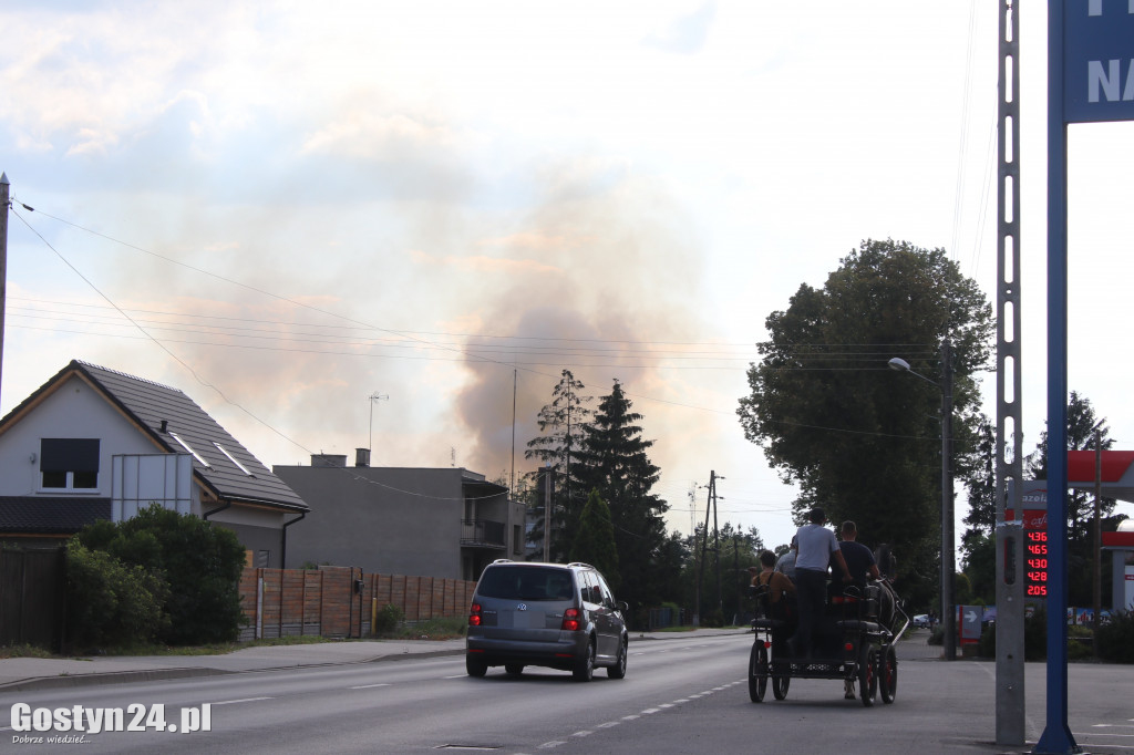 Płoną dwa stogi słomy w Krobi