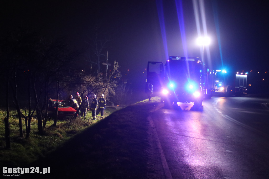 Auto dachowało w rowie na trasie Gostyń - Grabonóg