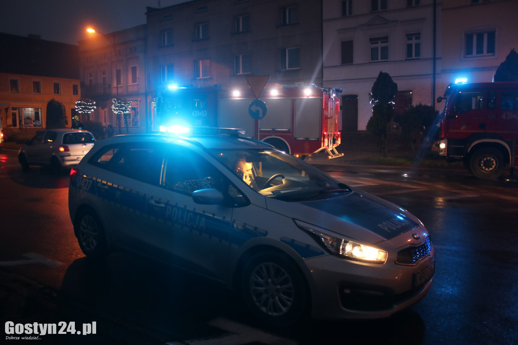 Zadymienie w sklepie na rynku w Krobi