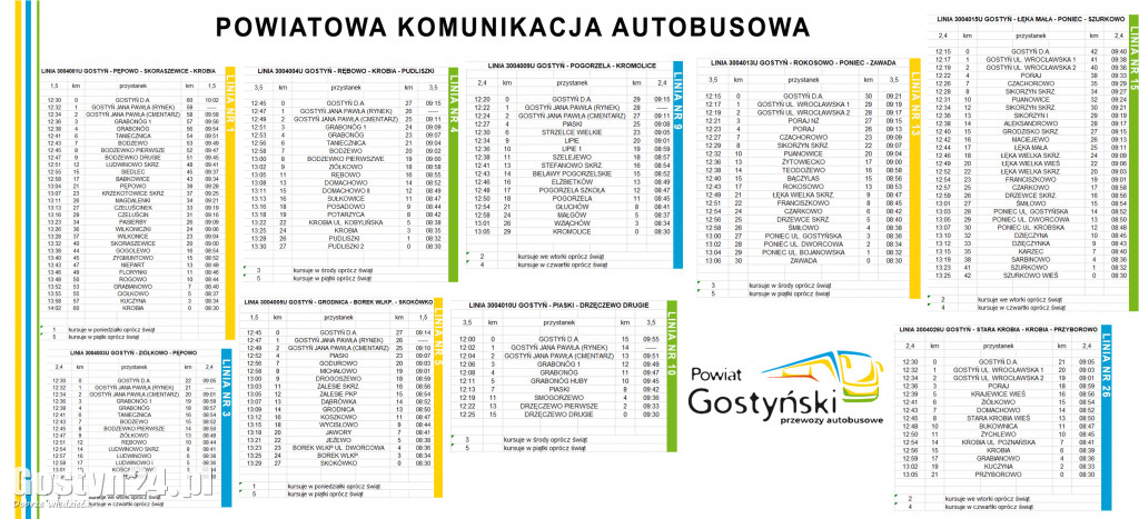 Powiat gostyński uruchamia linie autobusowe - Rozkład jazdy