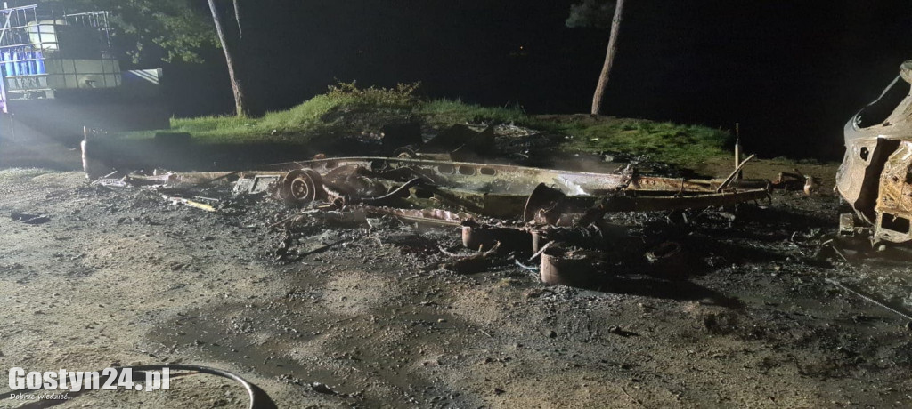 Pożar przyczepy kempingowej i samochodu w Dzięczynie