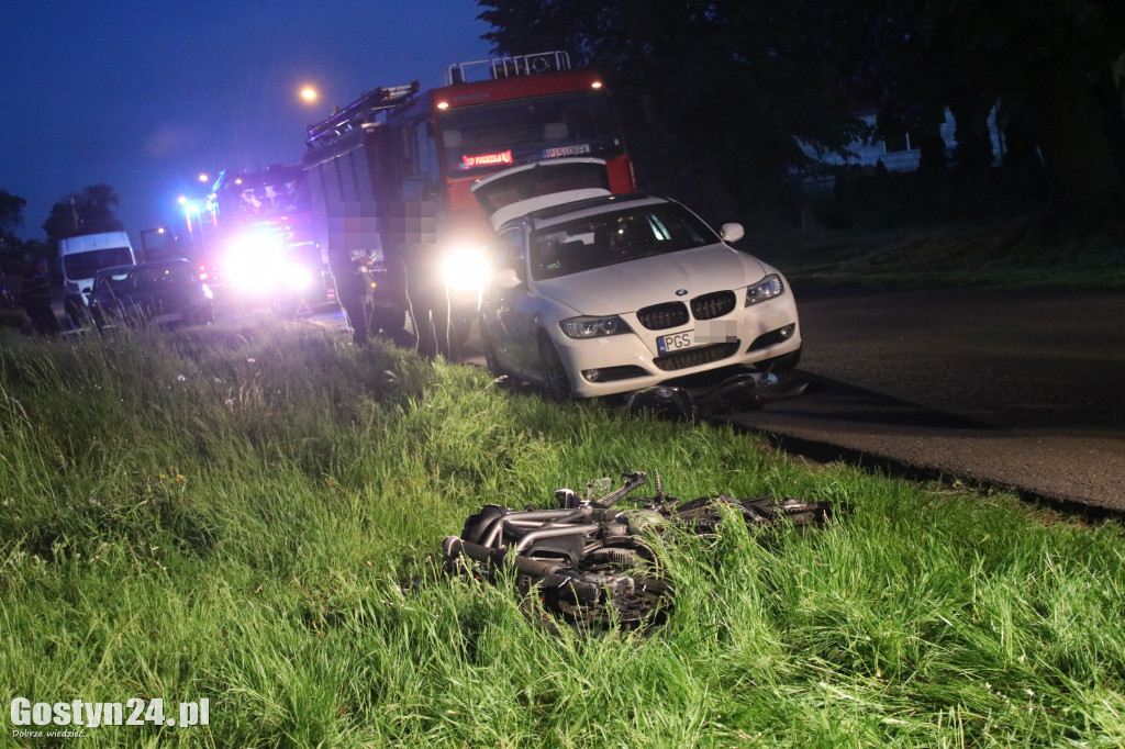 Wypadek motocyklisty na ul. Boreckiej w Pogorzeli