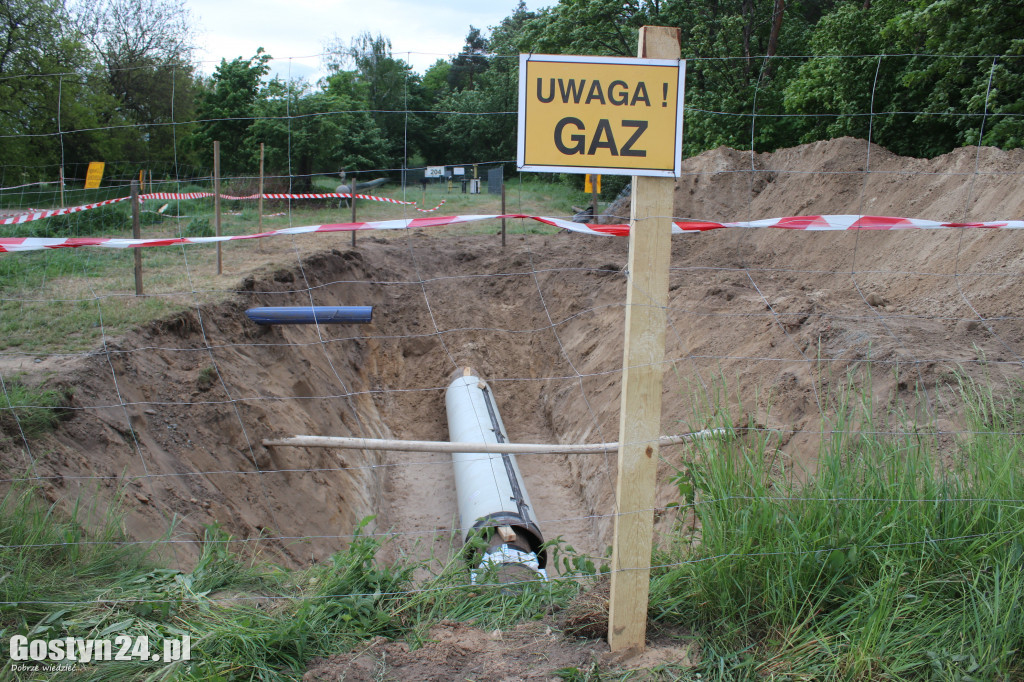Wykopy na ścieżce rowerowej Piaski Gostyń